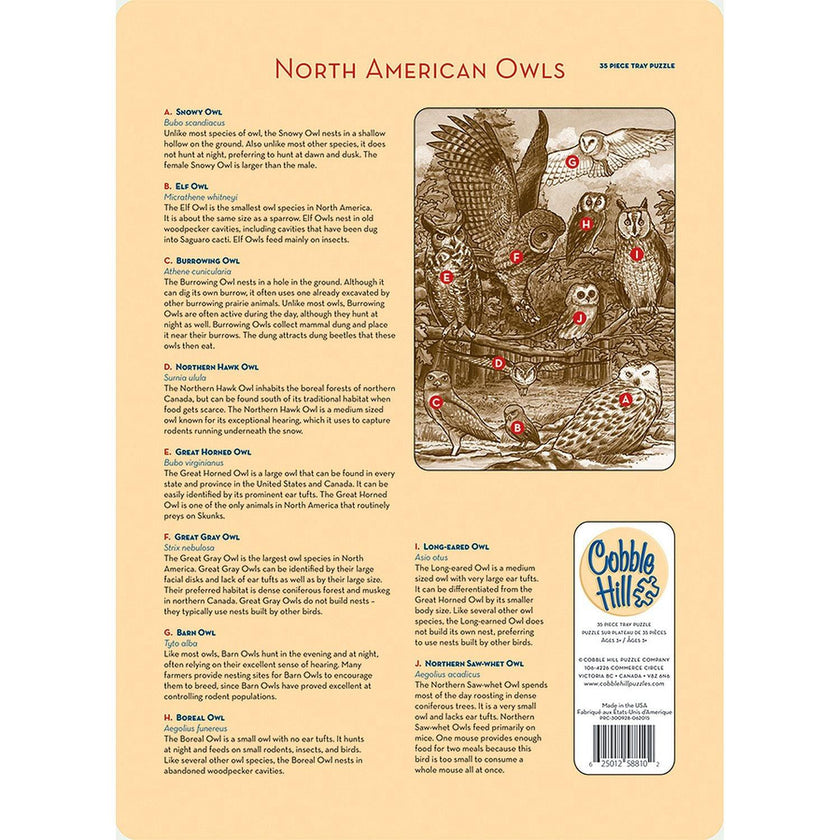 Cobble Hill - North American Owls (35-Piece Puzzle Tray)