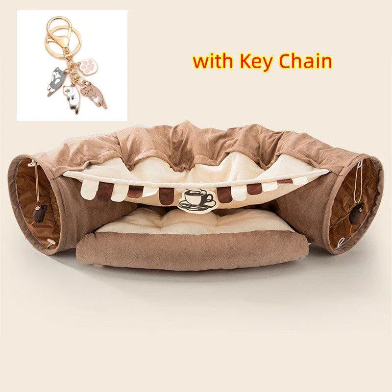 Collapsible Cat Tunnel Toy – Washable, Durable & Foldable (Pink, Matcha, Coffee, Bar)