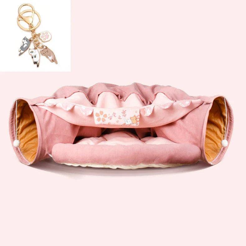 Collapsible Cat Tunnel Toy – Washable, Durable & Foldable (Pink, Matcha, Coffee, Bar)