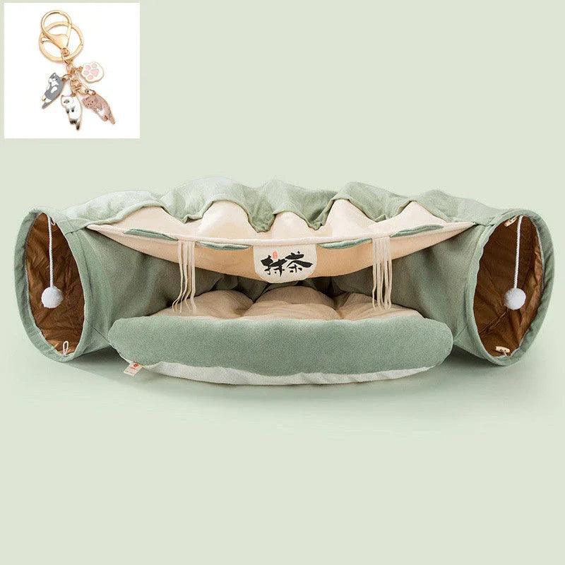 Collapsible Cat Tunnel Toy – Washable, Durable & Foldable (Pink, Matcha, Coffee, Bar)