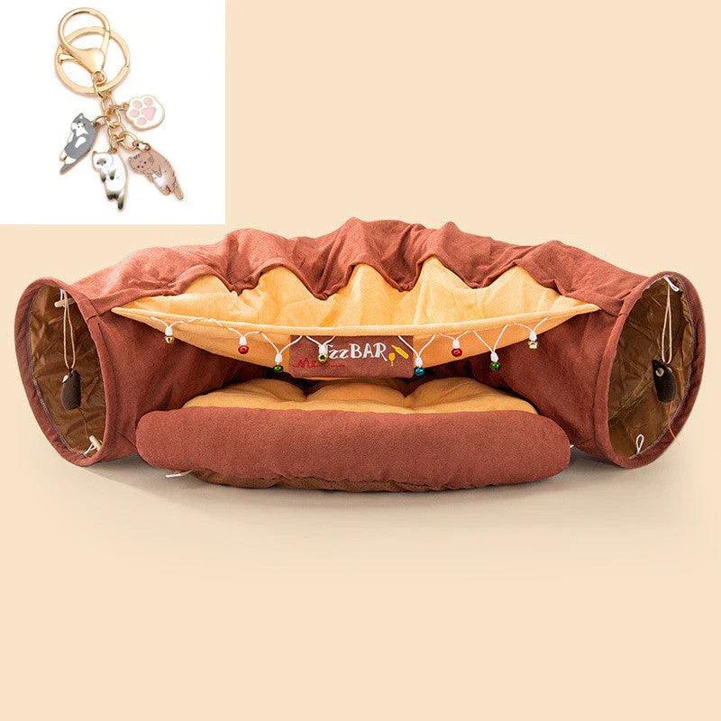 Collapsible Cat Tunnel Toy – Washable, Durable & Foldable (Pink, Matcha, Coffee, Bar)