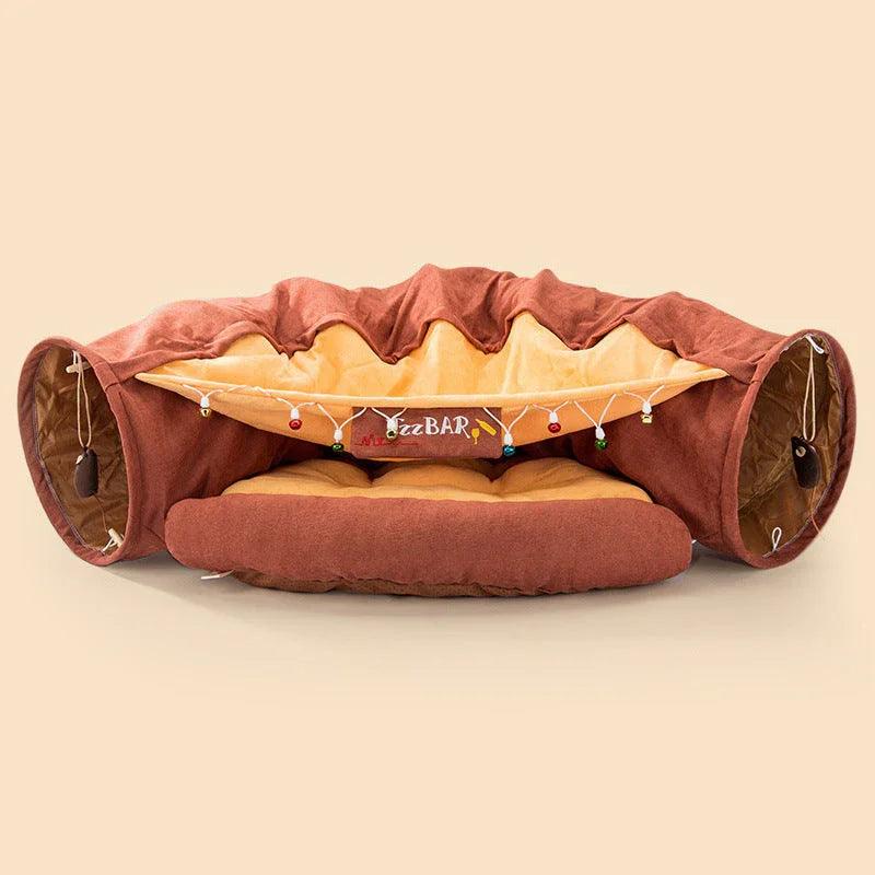 Collapsible Cat Tunnel Toy – Washable, Durable & Foldable (Pink, Matcha, Coffee, Bar)