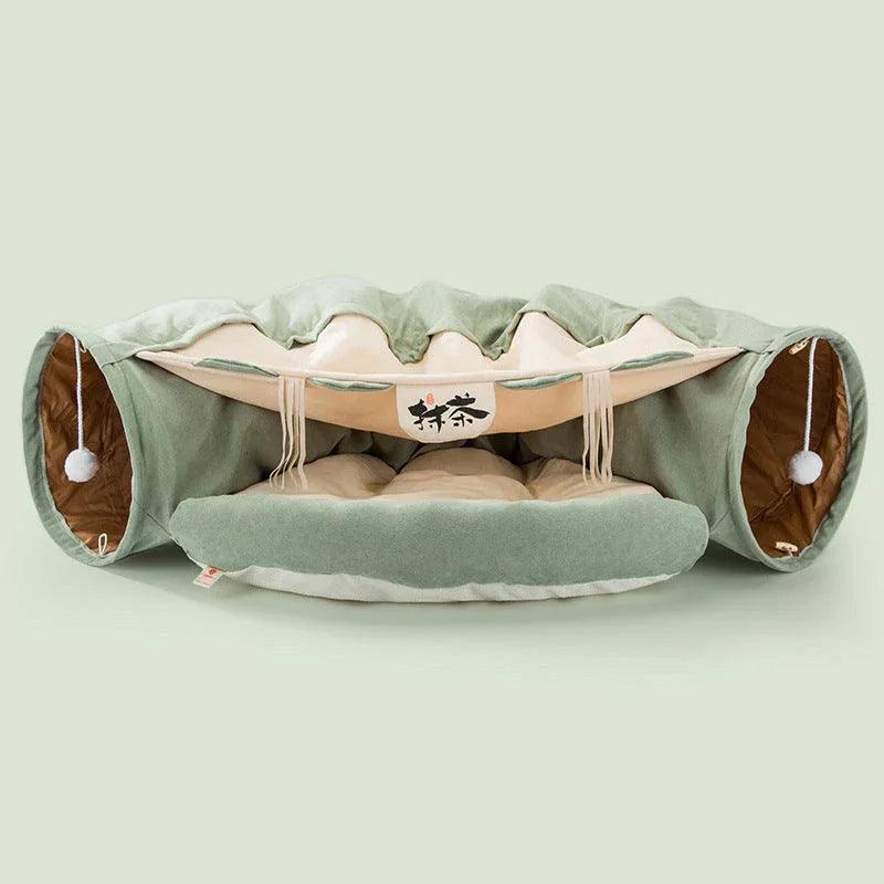 Collapsible Cat Tunnel Toy – Washable, Durable & Foldable (Pink, Matcha, Coffee, Bar)