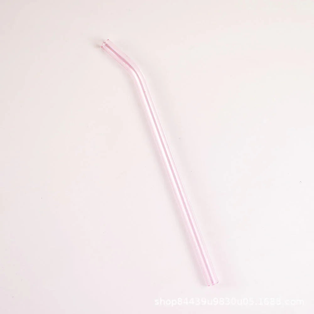 Colored High Borosilicate Environmentally Friendly Heat-resistant Curved Glass Straws