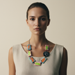 Bold Colorful Beaded Statement Necklace- Paint Spalsh