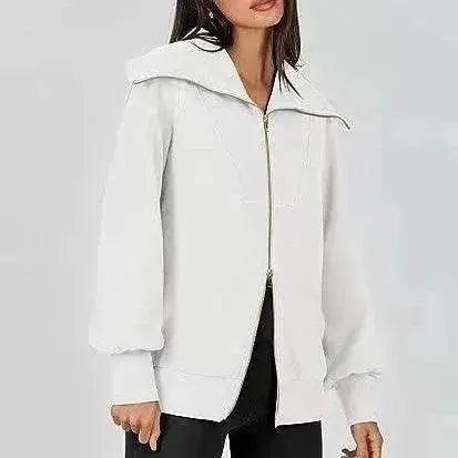 Comfortable Large Collar Double Zipper Sweater