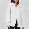 Comfortable Large Collar Double Zipper Sweater