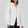 Comfortable Large Collar Double Zipper Sweater