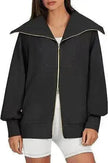Comfortable Large Collar Double Zipper Sweater