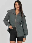 Comfortable Large Collar Double Zipper Sweater