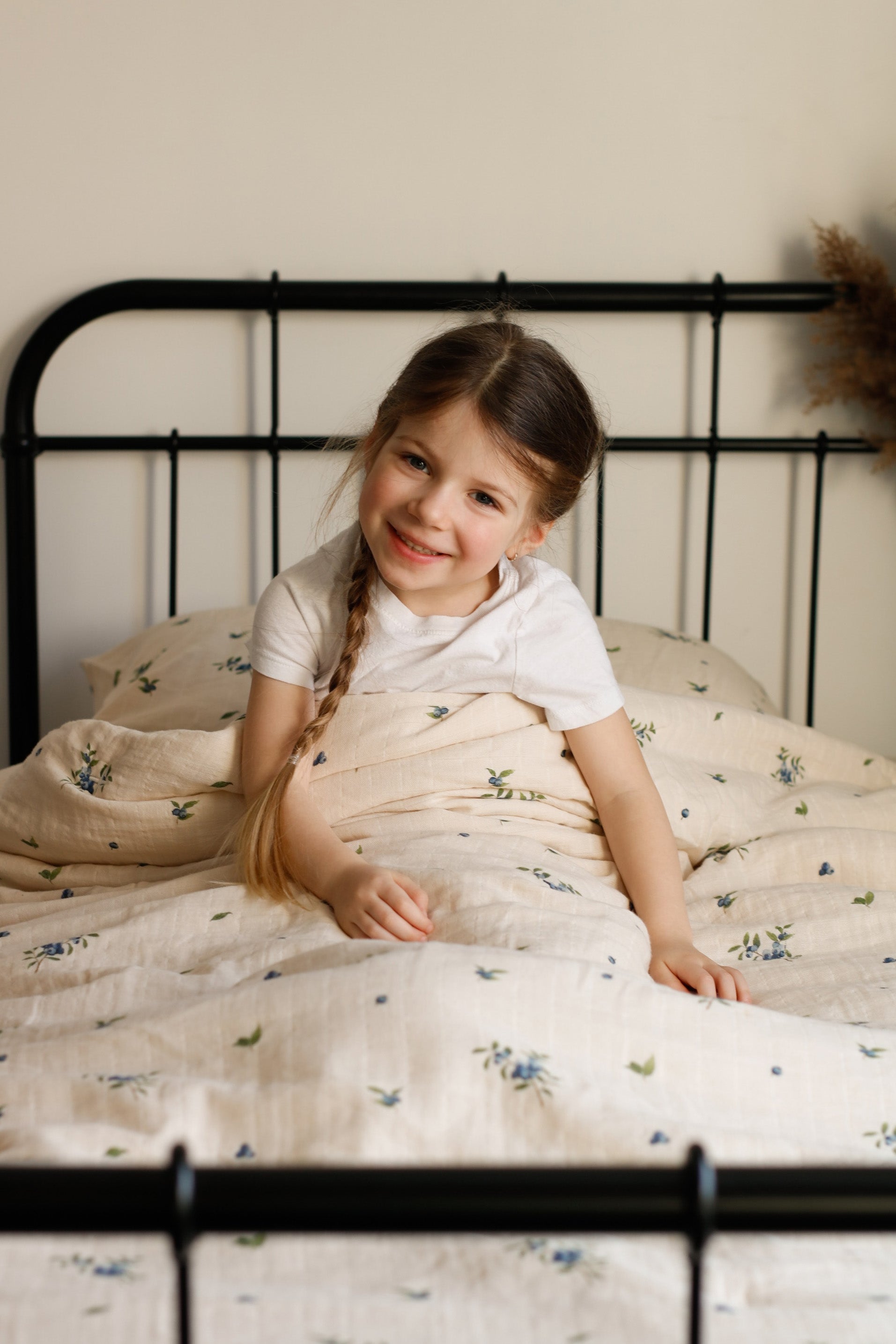 Organic Cotton Muslin Comforter & Pillowcase Set - Blueberry