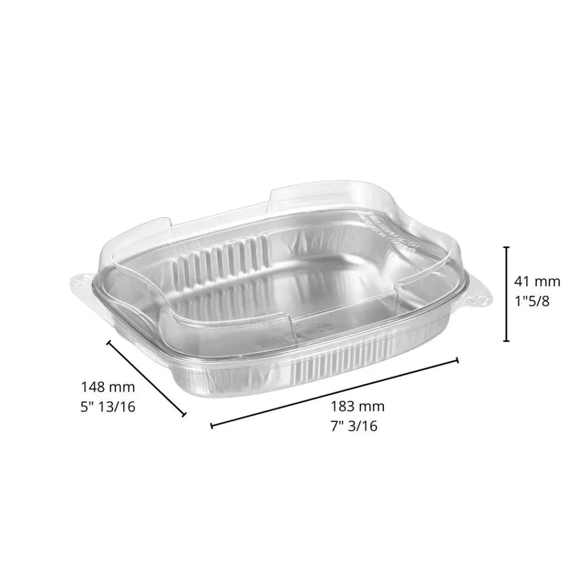 Contenant aluminium rectangulaire 552ml – Combo avec couvercle transparent