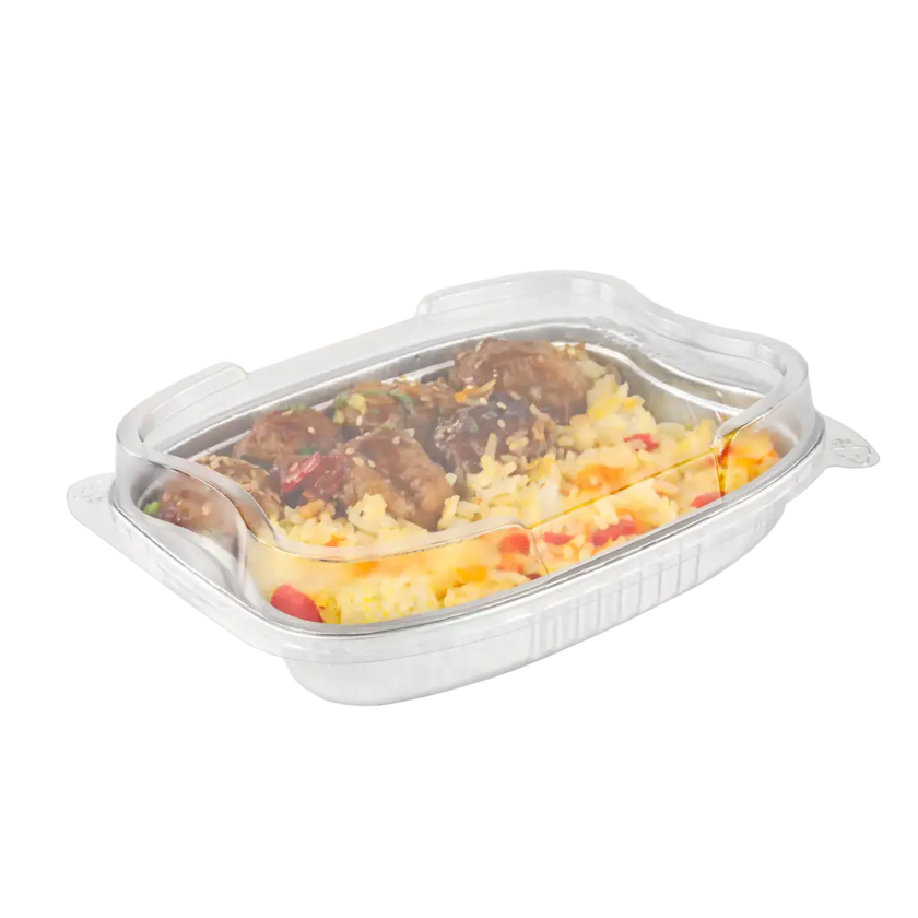 Contenant aluminium rectangulaire 552ml – Combo avec couvercle transparent