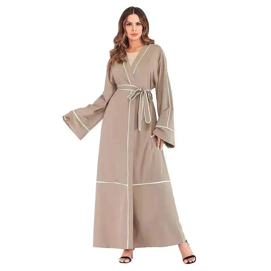 Contrast Striped Cardigan Arab  Robe
