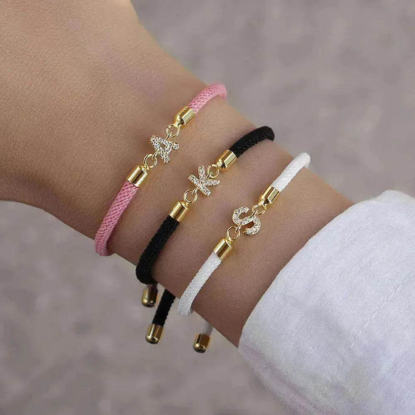 Copper Micro Inlaid Zircon 26 Letters Adjustable Carrying Strap