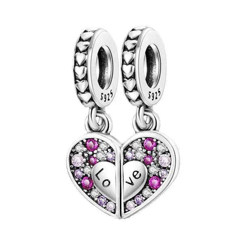 Copper Plating 925 Silver Love Beads Pendant