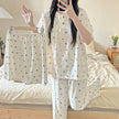 Cotton Three-piece Pajamas For Women Spring And Summer