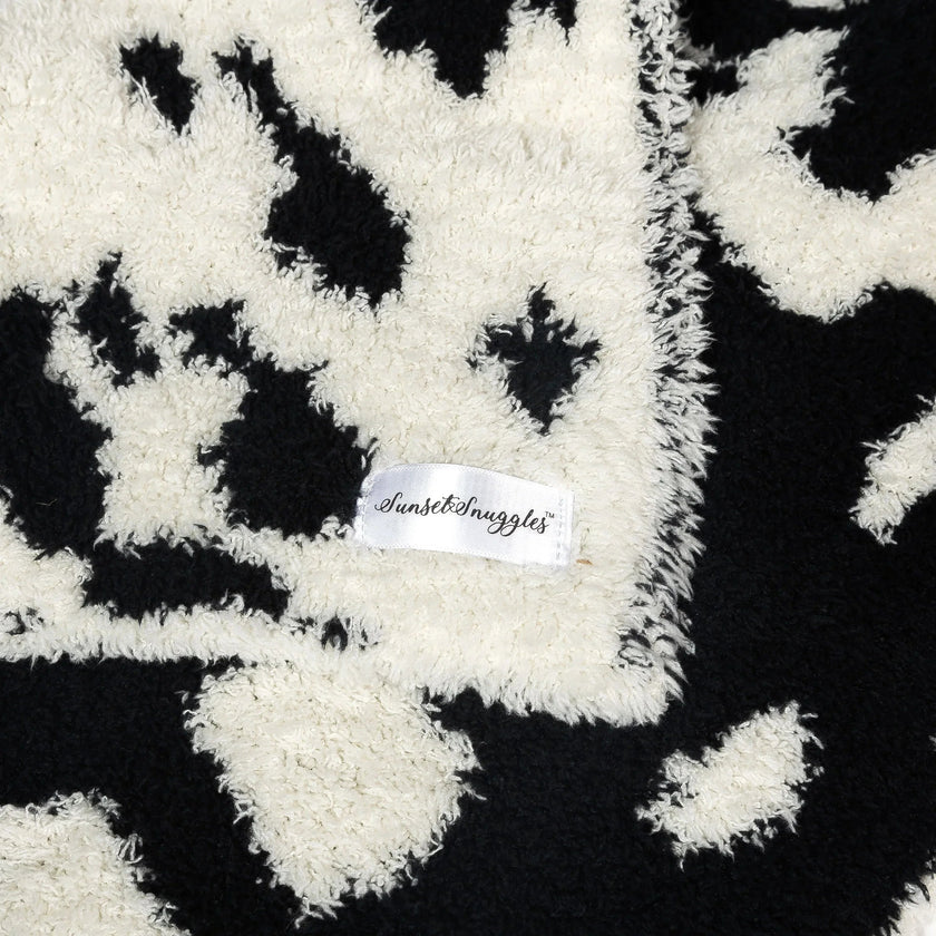 Black & Off-White Cow Print Lovey Baby Blanket