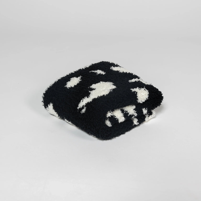 Black & Off-White Cow Print Lovey Baby Blanket
