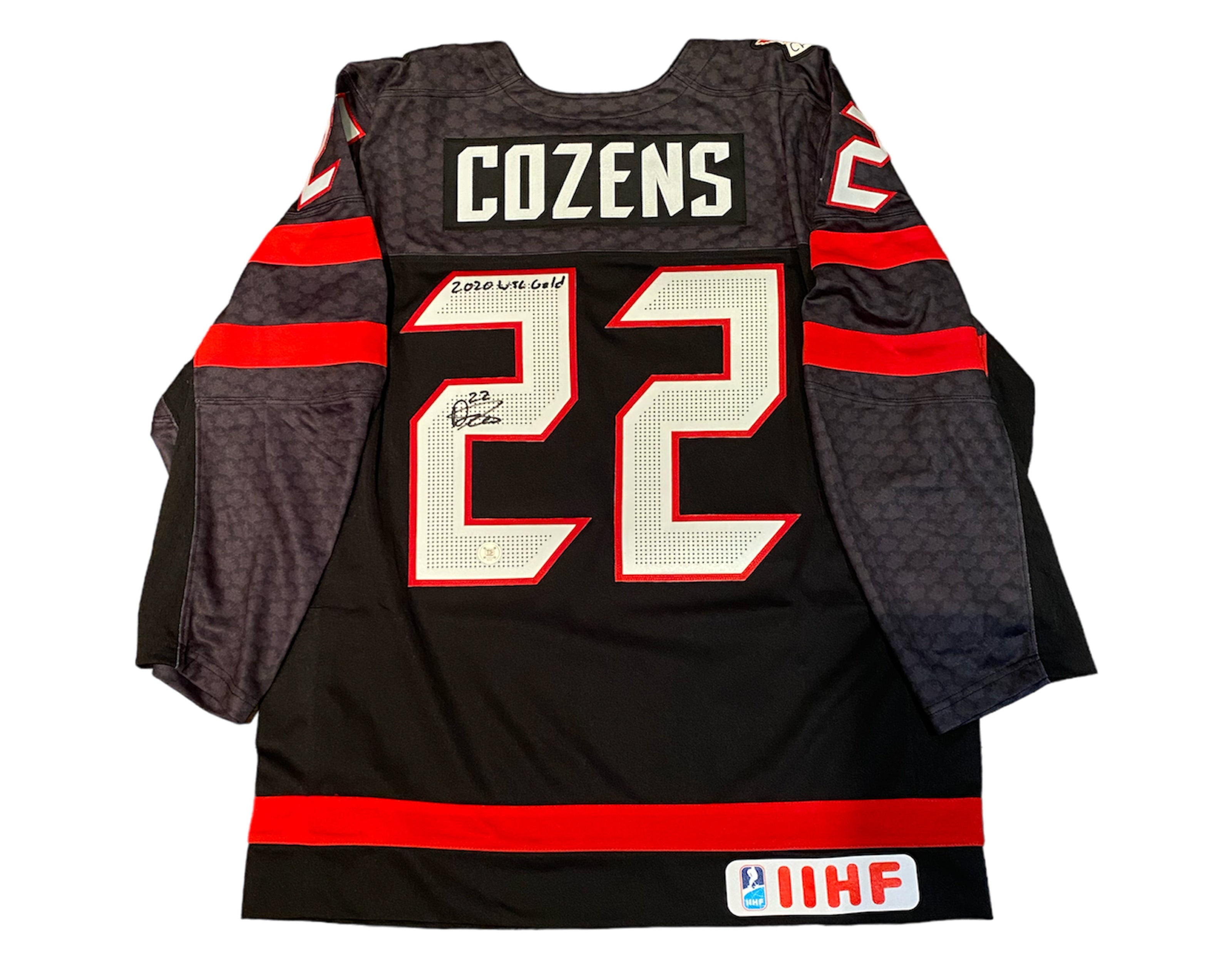 Dylan Cozens Autographed Team Canada Alternate Black Nike Jersey Ins. 