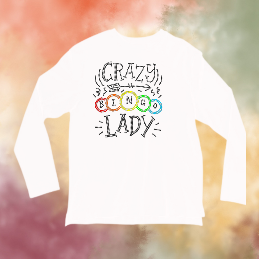 Crazy Bingo Lady Rhinestone Shirt – Funny Bingo Sparkle Bling Tee | Blingdazzel