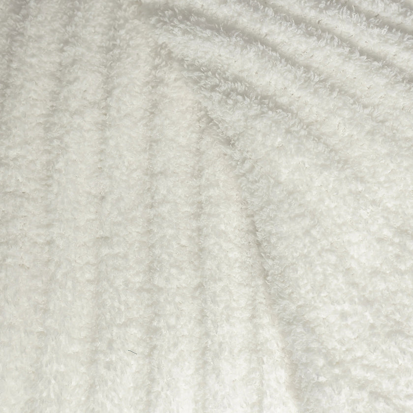White Ribbed Extended Throw