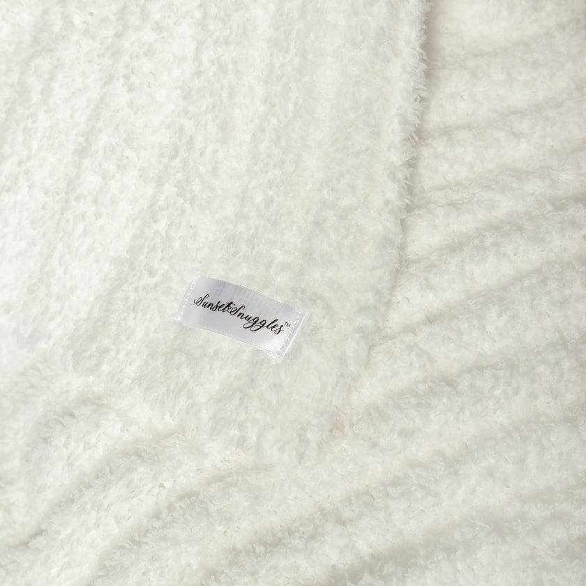 White Ribbed Extended Throw