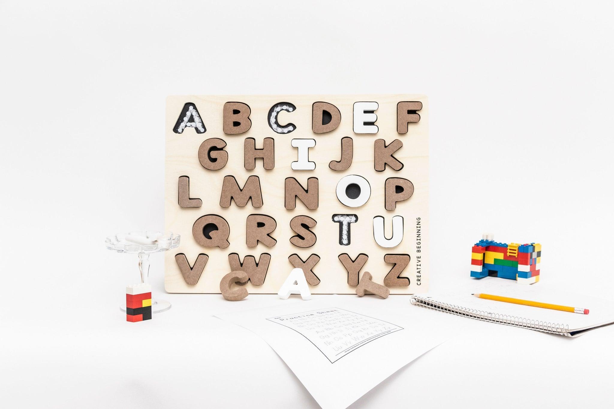 Creative Beginning - ALPHABET PUZZLE - CHALKBOARD BASE WITH TRACERS