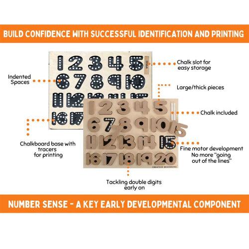 Creative Beginning - NUMBER PUZZLE - CHALKBOARD BASE WITH TRACERS