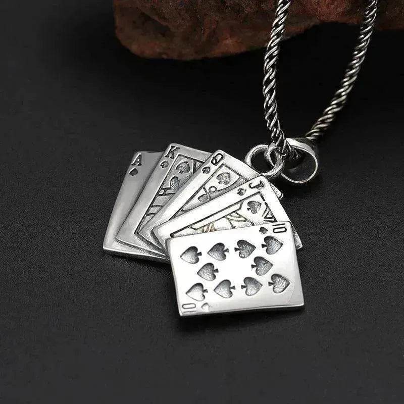 Creative Flush Poker S925 Sterling Silver Pendant