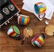 Creative Handmade European Style Ceramic Couples Mug with Lid Soon