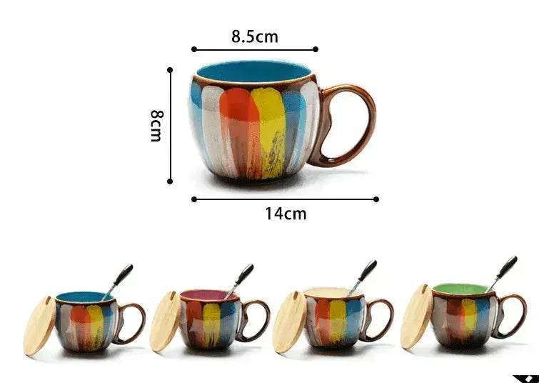 Creative Handmade European Style Ceramic Couples Mug with Lid Soon