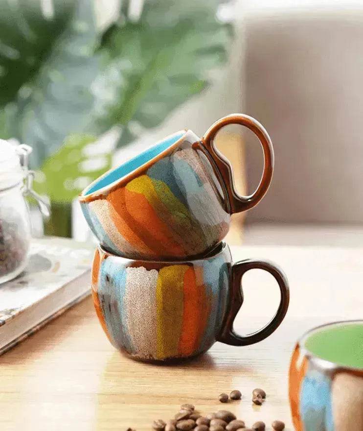Creative Handmade European Style Ceramic Couples Mug with Lid Soon