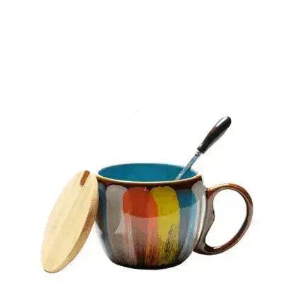 Creative Handmade European Style Ceramic Couples Mug with Lid Soon
