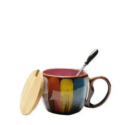 Creative Handmade European Style Ceramic Couples Mug with Lid Soon