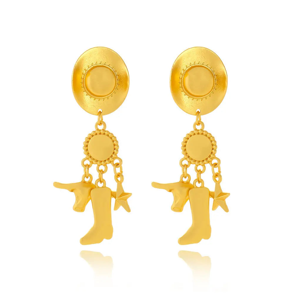 Creative Long Cowboy Hat Eardrops Earrings