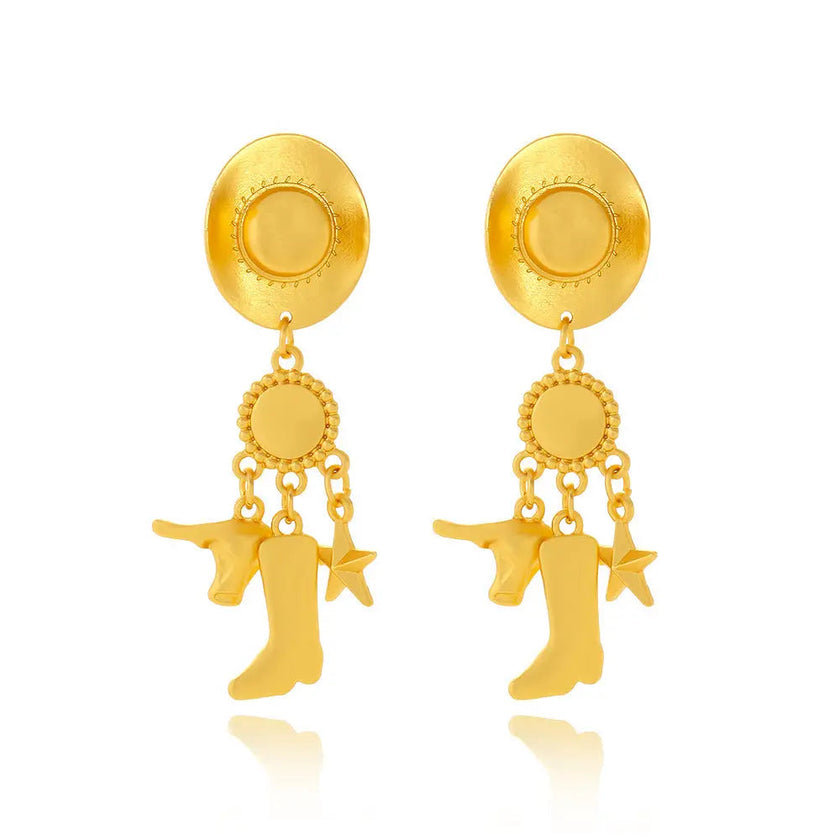 Creative Long Cowboy Hat Eardrops Earrings