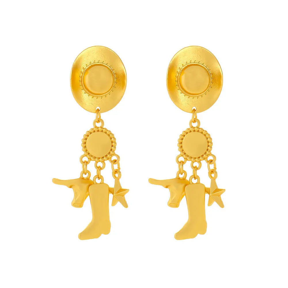 Creative Long Cowboy Hat Eardrops Earrings