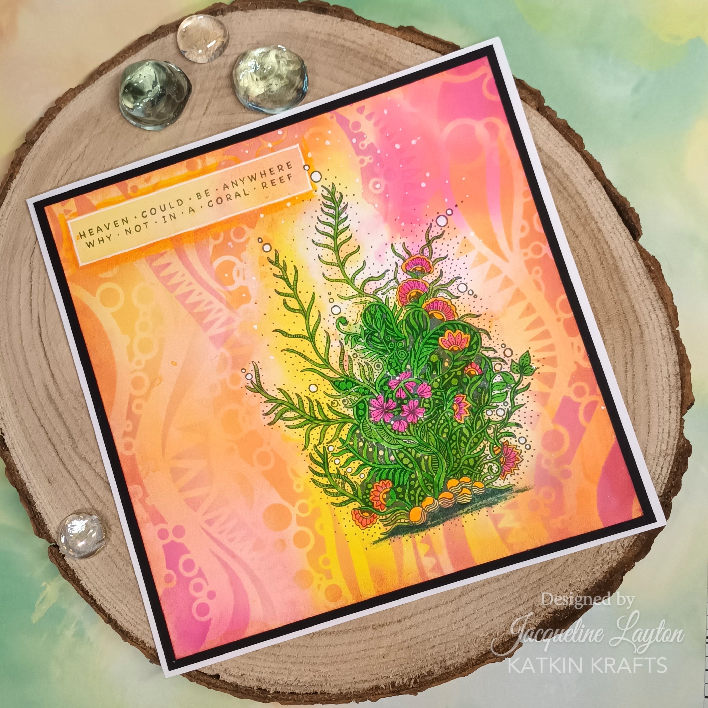 Katkin Krafts Coral Waters 6 in x 8 in Clear Stamp Set