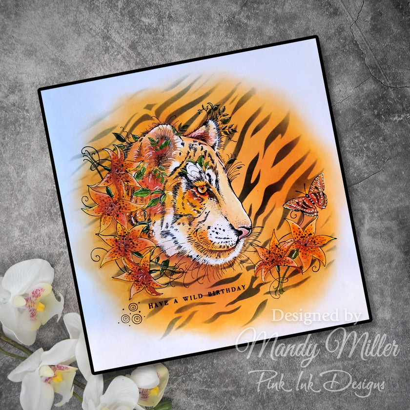 Pink Ink Designs Tiger 7 in x 7 in Stencil