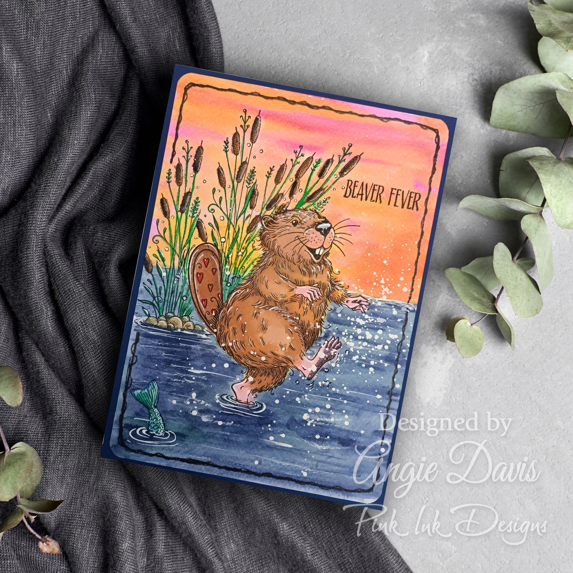 Pink Ink Designs Beaver Fever 6 in x 8 in Clear Stamp Set