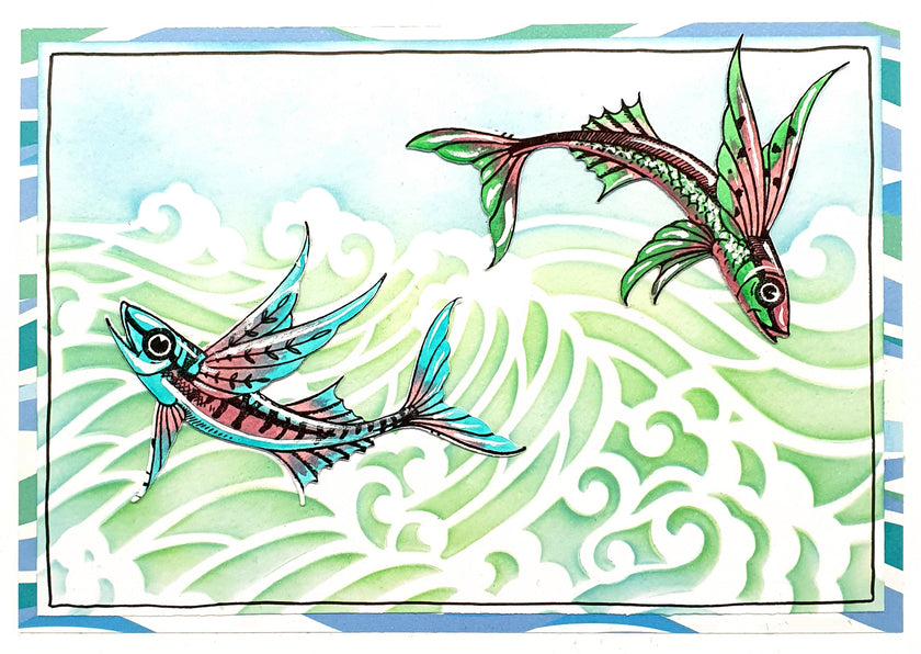 Pink Ink Designs Waves 7 in x 7 in Stencil