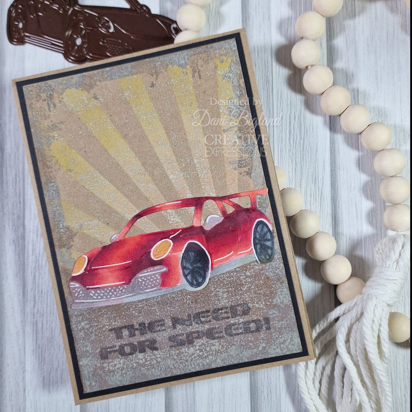 Creative Expressions Super Cars 6 in x 8 in Clear Stamp Set