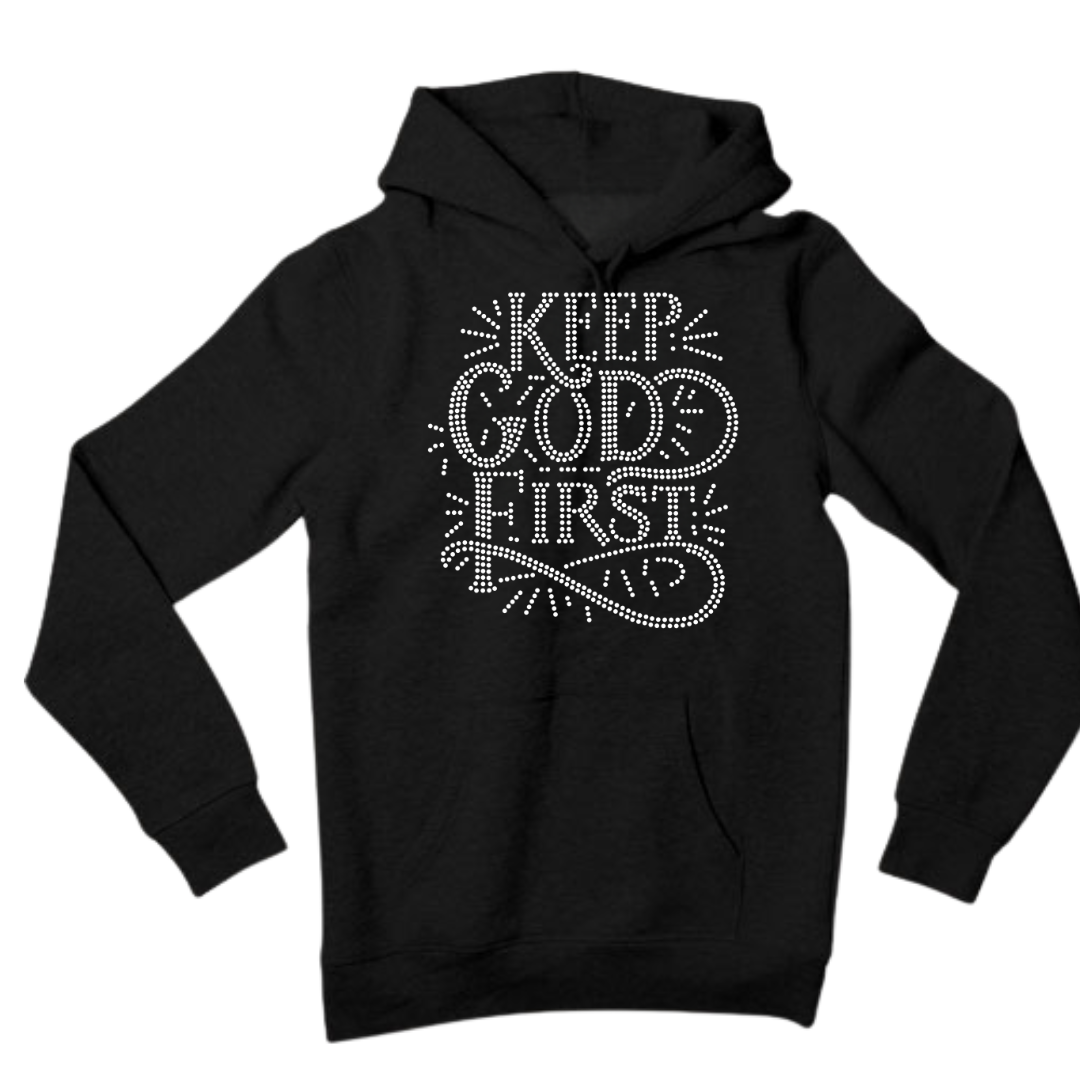 Keep God First Rhinestone Shirt – Christian Faith Sparkle Bling Tee | Blingdazzel