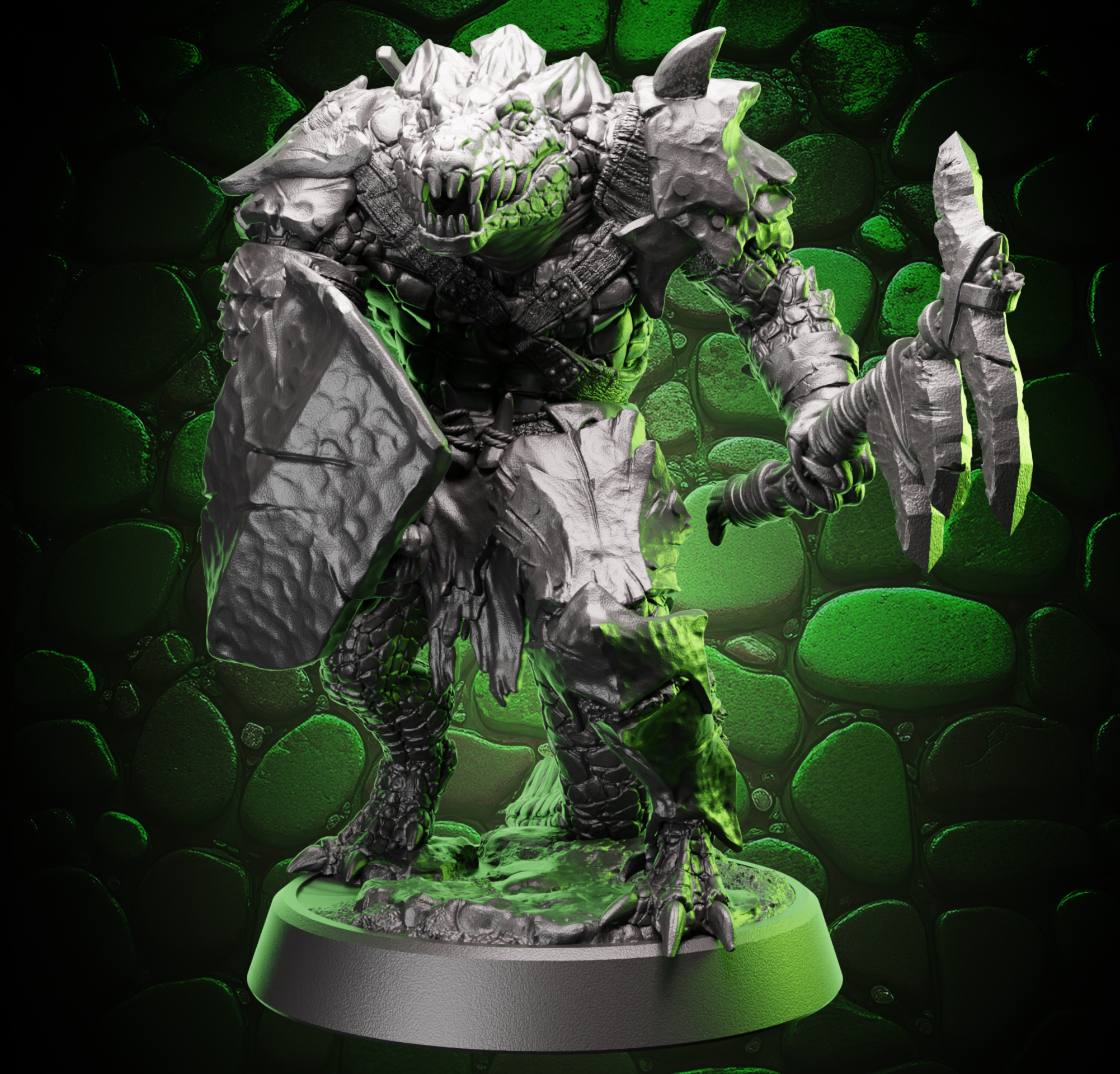 Crocodile Fighter Warband | Shield & Warpick | Medium (1in base) | 5e
