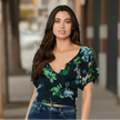 Crop top manches bouffantes