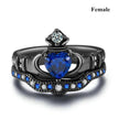 Crown heart sapphire Inlaid female ring