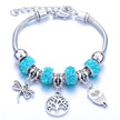 Crown, peach heart, owl, elephant pendant, multi-element large beads, retro female bracelet