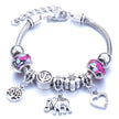 Crown, peach heart, owl, elephant pendant, multi-element large beads, retro female bracelet