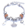 Crown, peach heart, owl, elephant pendant, multi-element large beads, retro female bracelet